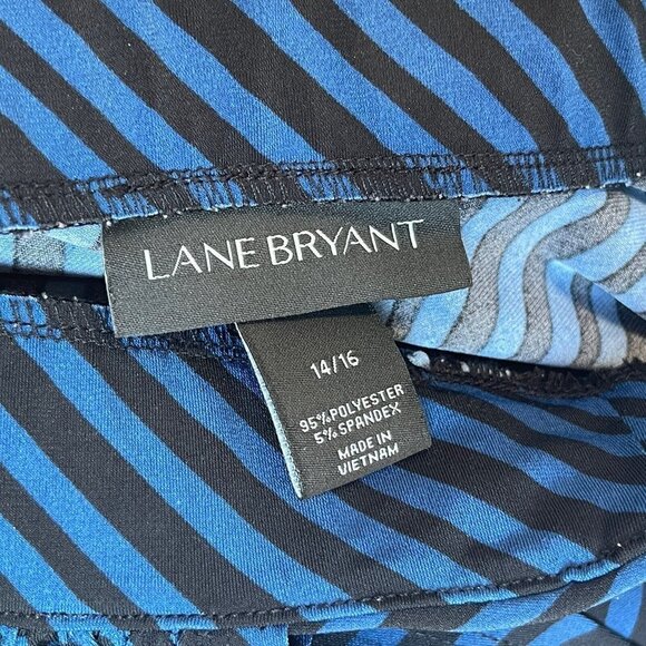 Lane Bryant Skirt Wrap Elastic Waist Dark Blue Black Stripe Women's Size 14 / 16 - Picture 6 of 6